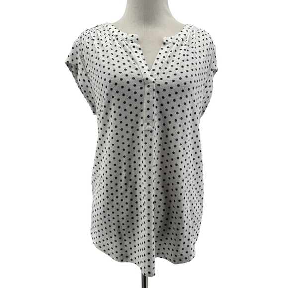 Daniel Rainn White and Black Polka Dot Blouse - Picture 1 of 5